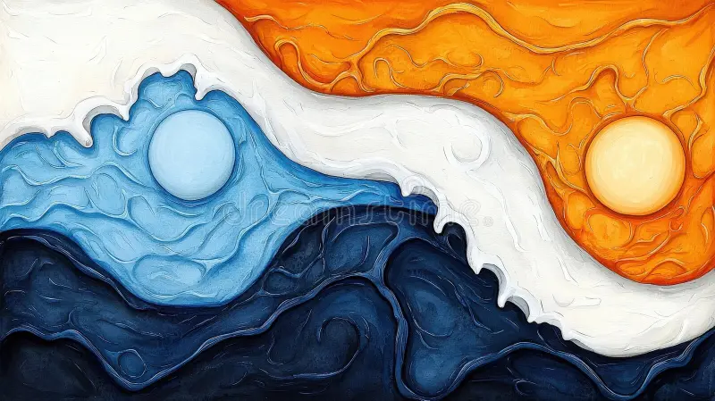 Artwork showing contrast between warm and cool colors