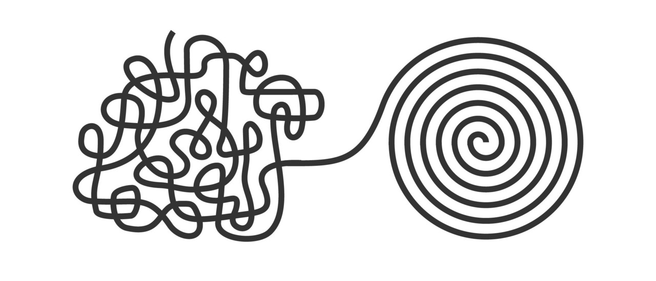 Abstract artwork depicting chaos turing into order